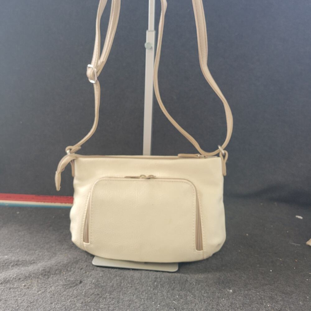 St Johns Bay‎ HandBag Purse Crossbody  Adjustable Faux Leather Beige